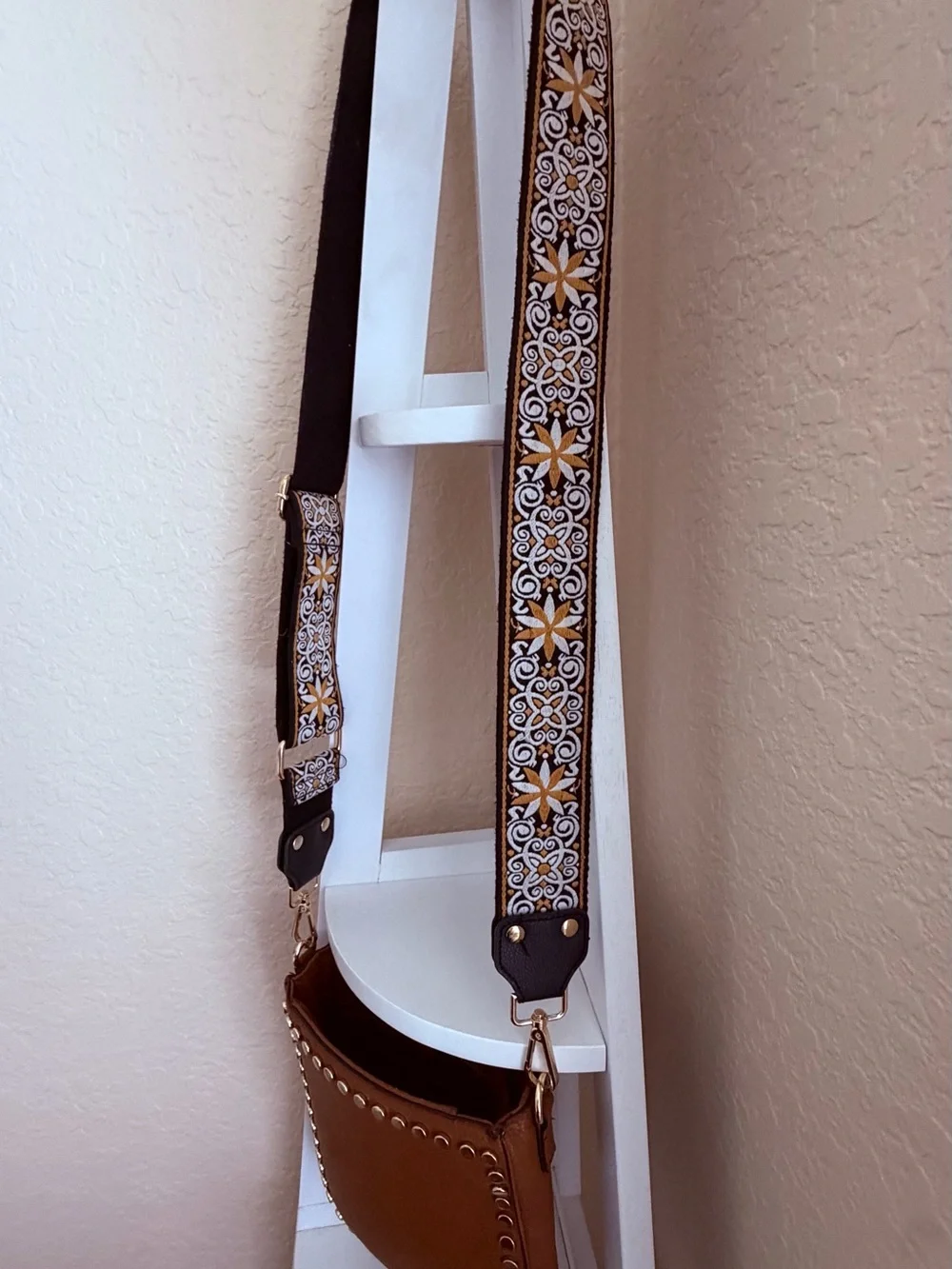Steve Madden Brown Studded Crossbody with Decorative Strap